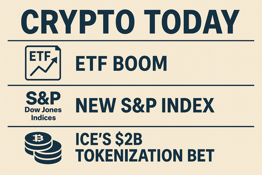 Crypto Today: ETF Boom, New S&P Index, and ICE’s $2B Tokenization Bet