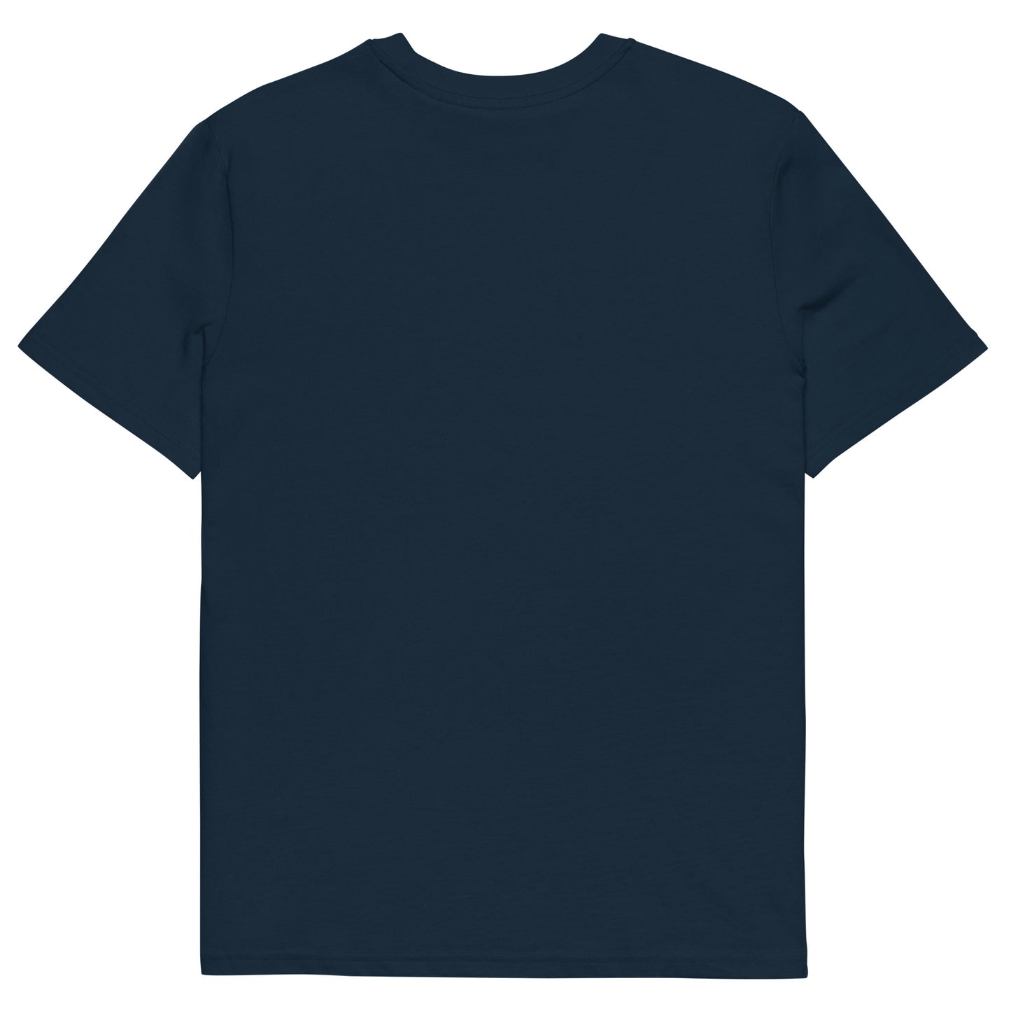 Man wearing navy blue t-shirt with bold red text “NO FOMO,” styled with olive green pants and a black cap