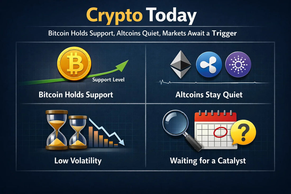 Crypto Today: Bitcoin Holds Support, Altcoins Stay Quiet & Markets Wait for a Trigger