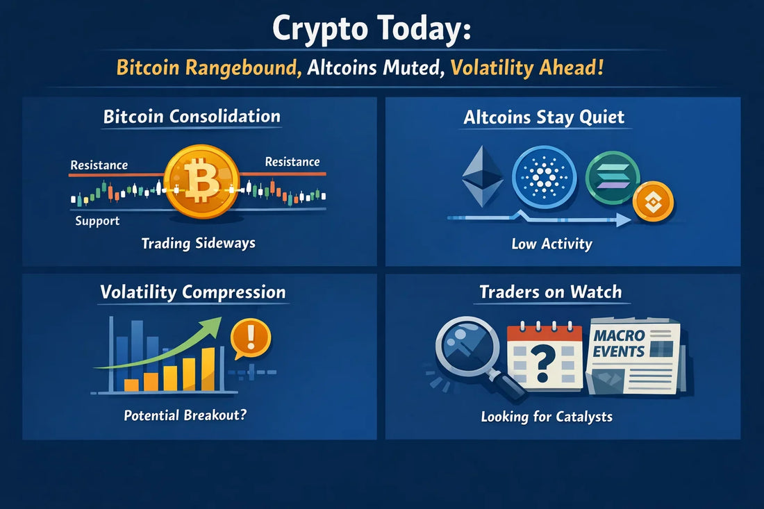 Crypto Today: Bitcoin Holds Range, Altcoins Stay Muted & Markets Brace for a Break