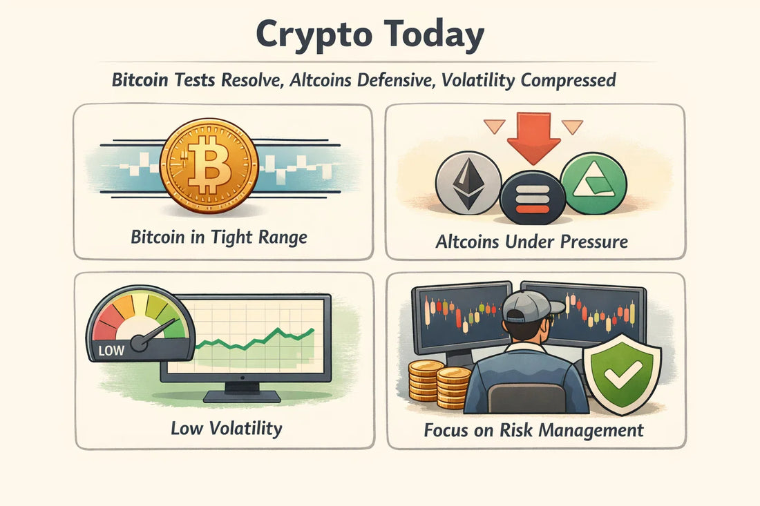 Crypto Today: Bitcoin Holds the Line, Altcoins Stay Cautious & Traders Brace for Resolution