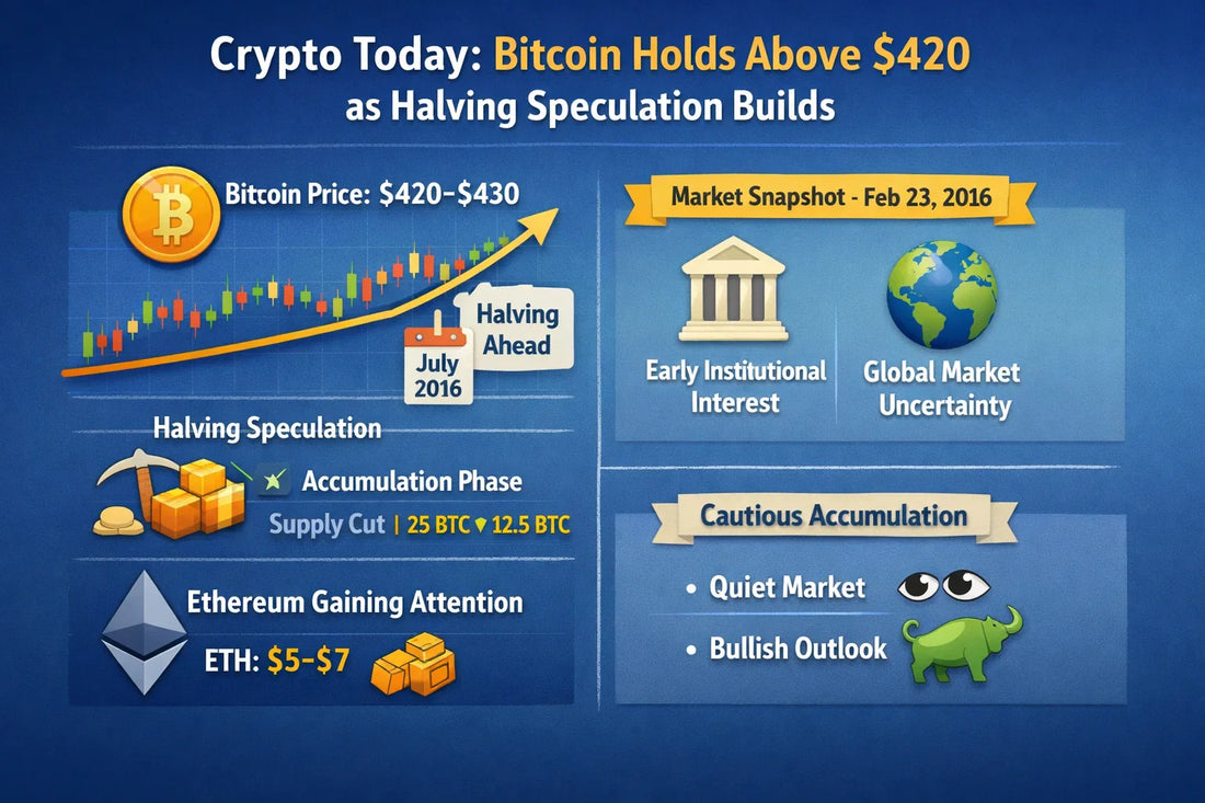 Crypto Today: Bitcoin Holds Above $420 as Halving Speculation Builds