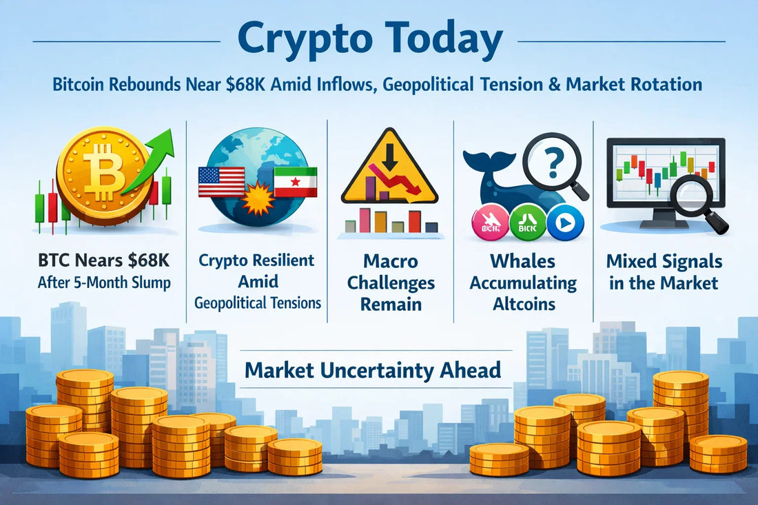Crypto Today: Bitcoin Rebounds Near $68K Amid Inflows, Geopolitical Tension & Market Rotation