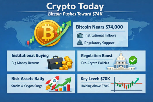 Crypto Today: Bitcoin Pushes Toward $74K as Institutional Demand and Policy Momentum Lift Markets
