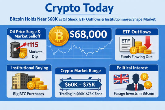 Crypto Today: Bitcoin Holds Near $68K as Oil Shock, ETF Outflows & Institutional Moves Shape Market