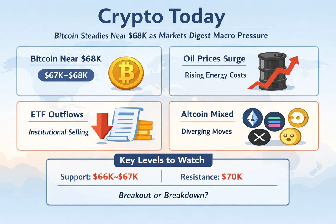 Crypto Today: Bitcoin Steadies Near $68K as Markets Digest Macro Pressure