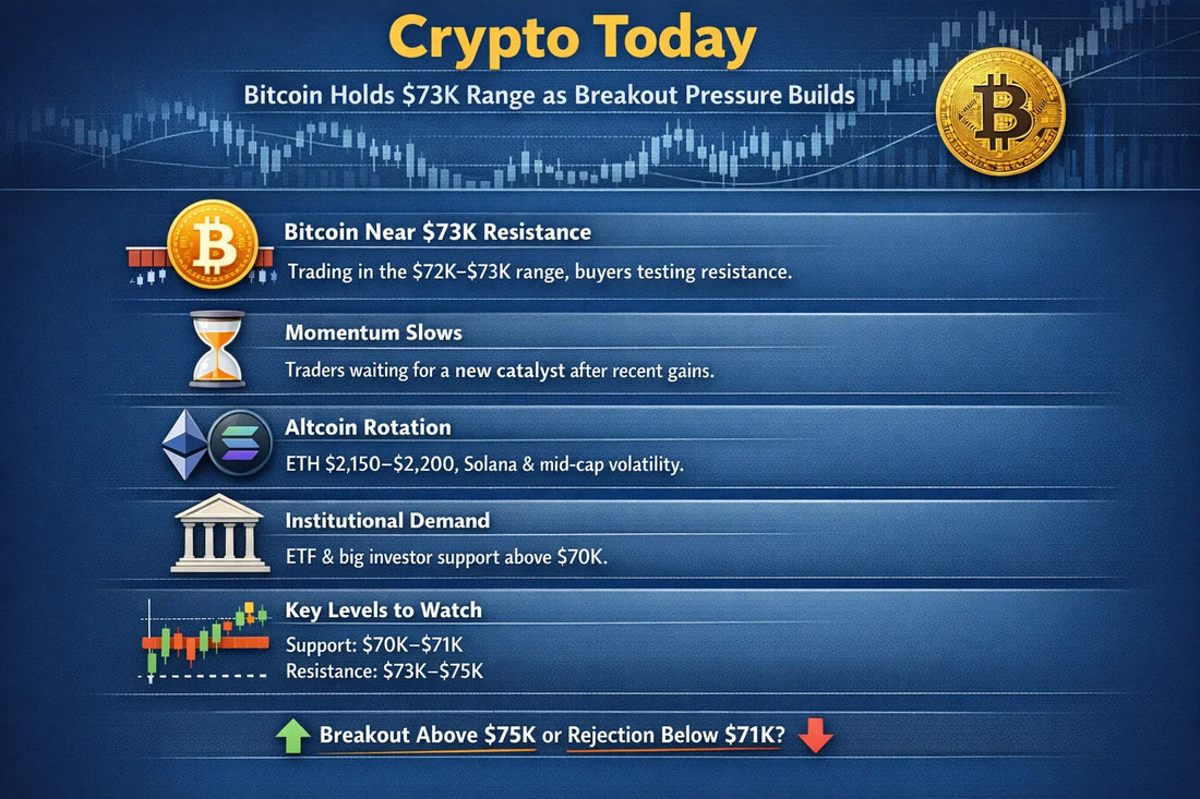 Crypto Today: Bitcoin Holds $73K Range as Breakout Pressure Builds