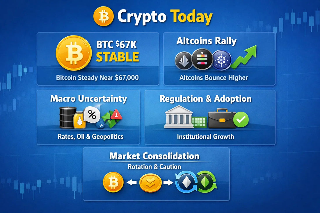 Crypto Today: Bitcoin Stabilizes Near $67K as Altcoins Rally and Market Searches for Direction