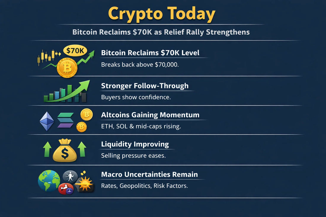 Crypto Today: Bitcoin Reclaims $70K as Relief Rally Strengthens
