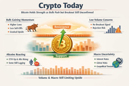 Crypto Today: Bitcoin Holds Strength as Bulls Push but Breakout Still Unconfirmed