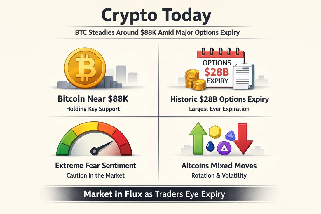 Crypto Today: Bitcoin Holds, Big Options Expiry & Market Breadth Shifts