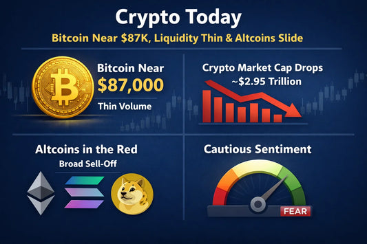 Crypto Today: Bitcoin Near $87K, Liquidity Thin & Altcoins Slide Ahead of Year-End
