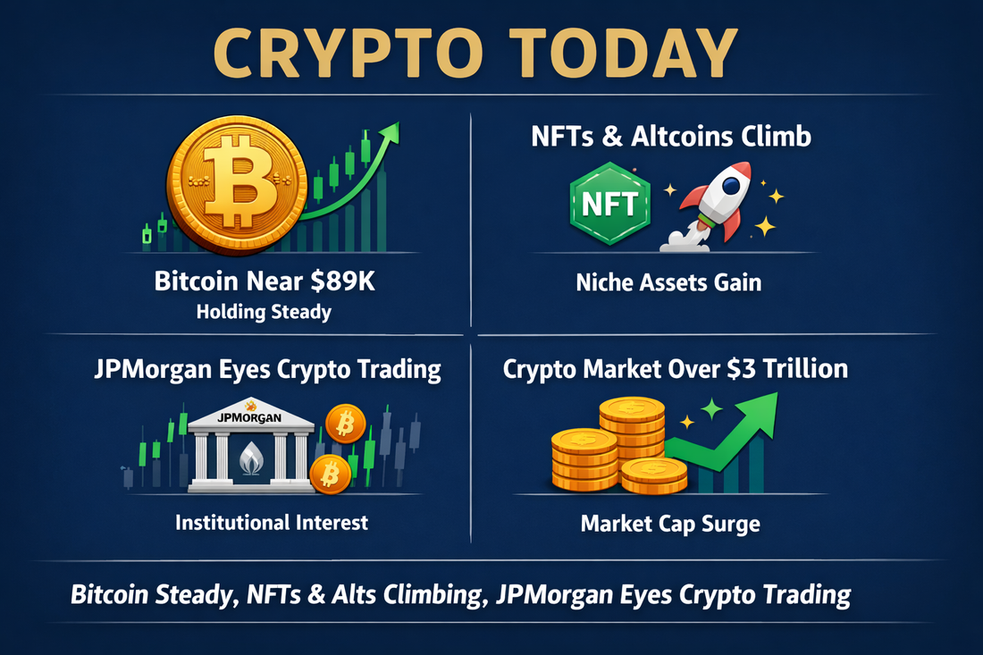 Crypto Today: Bitcoin Holds Near $89K, NFTs & Alts Climb, Wall Street Eyes Crypto Trading