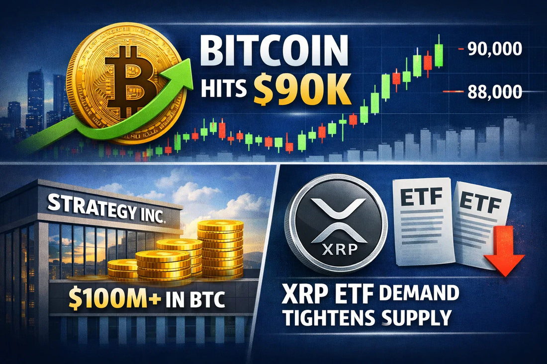 Crypto Today: BTC Tests $90K, Strategy Buys More BTC & XRP ETF Demand Tightens Supply